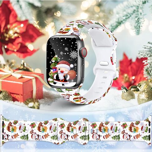 Christmas watch Bands for Apple Watch, Compatible with Series 1-11 SE SE3 Ultra, 38mm-49mm, Holiday Design with Santa, Snowman, Gnome, Reindeer, Plaid, Snowflake Pattern in Saudi Arabia