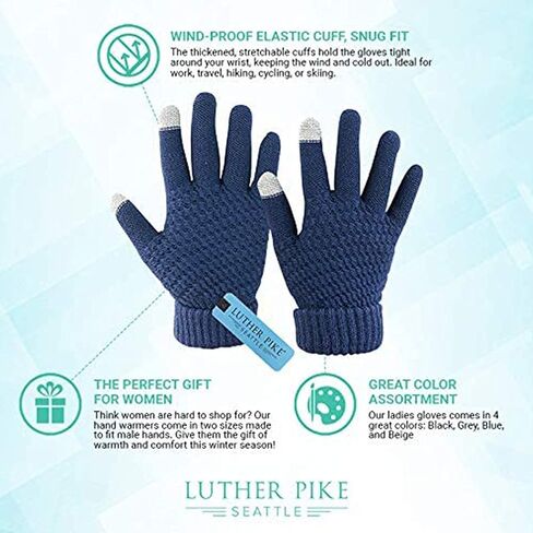 قفازات الشتاء المحبوكة من LUTHER PIKE SEATTLE للنساء دافئة ومريحة: عزل حراري in Kuwait
