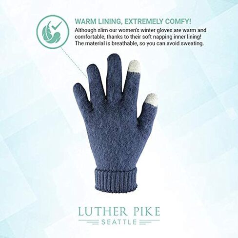 قفازات الشتاء المحبوكة من LUTHER PIKE SEATTLE للنساء دافئة ومريحة: عزل حراري in Kuwait