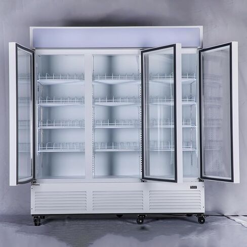ثلاجة ثلاجة تجارية ، 63.5 قدمًا على بعد Thre ， Glass Door Merchandiser There مع أرفف قابلة للتعديل LED ، وصحافة ETL ، والأسود ، والعجلات غير المشمولة in Saudi Arabia