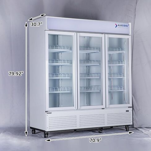 ثلاجة ثلاجة تجارية ، 63.5 قدمًا على بعد Thre ， Glass Door Merchandiser There مع أرفف قابلة للتعديل LED ، وصحافة ETL ، والأسود ، والعجلات غير المشمولة in Saudi Arabia