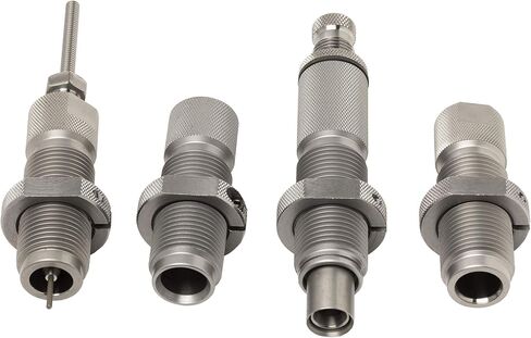 Hornady Custom Grade New Dimension 4-Die Set - معدات إعادة تحميل خاصة بالعيار للرافعات اليدوية ذات الحجم الكامل، وقوالب الجلوس، وحلقات Sure-Loc، وصندوق التخزين in Kuwait