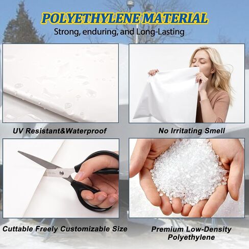 14' X 26.3' Polyethylene Plastic Shrink Wrap for Boat Shrink Wrap - 7 Mil Boat Shrink Film for Use with Heat Gun, UV Resistance Industrial Shrink Wrap for Protection and Storage, White in Saudi Arabia