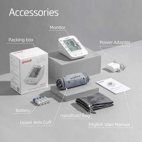 yuwell Blood Pressure Monitor for Home Use, Digital Monitors with Wide Range Arm Cuff, 99 Memories and Voice Broadcating, Batteries and AC Adapter inluded, Style 660 Series in Saudi Arabia