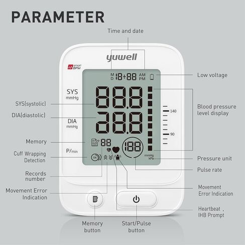 yuwell Blood Pressure Monitor for Home Use, Digital Monitors with Wide Range Arm Cuff, 99 Memories and Voice Broadcating, Batteries and AC Adapter inluded, Style 660 Series in Saudi Arabia