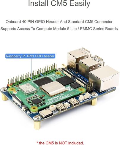 لوحة محول CM5 إلى Pi 5 مصممة لوحدة حساب Rasp Pi 5، حل بديل لـ Raspberry Pi 5، Onboard ETH، USB، MIPI، HDMI، رأس الصوت، إلخ. دعم الاتصال بالميكروفون in Saudi Arabia