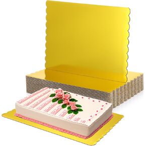 Maxdot 30 Pcs 19 x 14 Inch Rectangle Cake Boards Disposable Single Wall Cake Pad Scalloped Half Sheet Dessert Base Greaseproof Corrugated Pastry Food Tray for Pizza Display Party Supplies(White) in Saudi Arabia