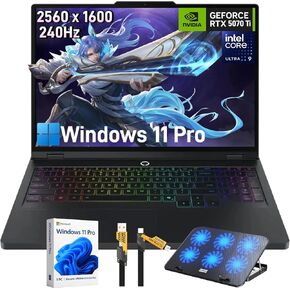 كمبيوتر محمول للألعاب Lenovo Legion Pro 5i - Intel Core Ultra 9 275HX، NVIDIA GeForce RTX 5070 Ti، شاشة 16 بوصة QHD+ 240 هرتز، Windows 11 Pro، Wi-Fi 7، لوحة مفاتيح بإضاءة خلفية RGB، 64 جيجابايت DDR5 + 4 تيرابايت SSD، مع وسادة تبريد in Kuwait