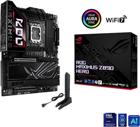 اللوحة الأم Mavark Asus ROG Maximus Hero Z890 LGA 1851 ATX مع ذاكرة DDR5 متقدمة جاهزة للكمبيوتر الشخصي وواي فاي 7 + Intel Core Ultra 9 285K 24 نواة 5.7 جيجاهرتز in Kuwait