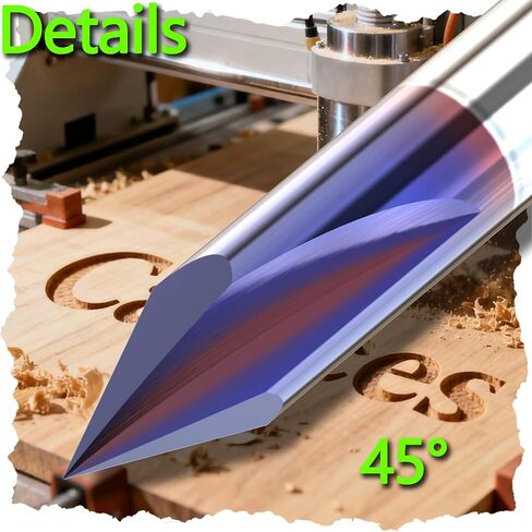 Engraving CNC Wood Carving Router Bit Set 1/4 Inch Shank 15°, 20°, 60°, 90° Engraving Bits with Nano Blue Coated, 2 Flutes Straight CNC V-bit Tungsten Steel Marking Conical Engraving Router Tool in Saudi Arabia