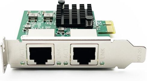 بطاقة واجهة شبكة جيجابت إيثرنت 100M/1000M/2.5G (NIC) منافذ RJ45 نحاسية مزدوجة، مع شريحة Realtek RTL8125، PCIE X1، تدعم Windows Server/Ubuntu/Centos/Debian in Kuwait
