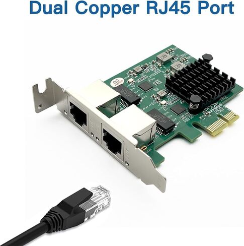بطاقة واجهة شبكة جيجابت إيثرنت 100M/1000M/2.5G (NIC) منافذ RJ45 نحاسية مزدوجة، مع شريحة Realtek RTL8125، PCIE X1، تدعم Windows Server/Ubuntu/Centos/Debian in Kuwait