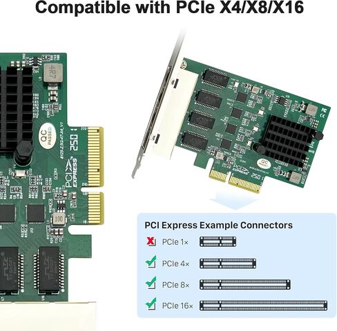 بطاقة واجهة شبكة جيجابت إيثرنت 100M/1000M/2.5G (NIC) منافذ RJ45 نحاسية مزدوجة، مع شريحة Realtek RTL8125، PCIE X1، تدعم Windows Server/Ubuntu/Centos/Debian in Kuwait