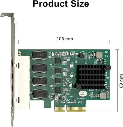 بطاقة واجهة شبكة جيجابت إيثرنت 100M/1000M/2.5G (NIC) منافذ RJ45 نحاسية مزدوجة، مع شريحة Realtek RTL8125، PCIE X1، تدعم Windows Server/Ubuntu/Centos/Debian in Kuwait