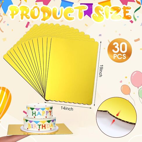 Maxdot 30 PCS 19 × 14 بوصة ألواح كعكة المستطيل القابلة للتصرف في حائط واحد وسادة كعكة من لوحة الحلوى القاعدة الحلوى المقاومة للمعجن in Saudi Arabia