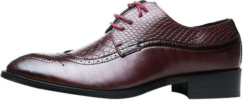 Oxford Shoes Men Brogue Pointed Toe Wingtip Lace-up Leather Formal Dress Shoes Black Tan Red in Kuwait