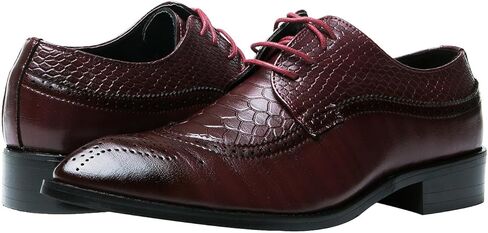 Oxford Shoes Men Brogue Pointed Toe Wingtip Lace-up Leather Formal Dress Shoes Black Tan Red in Kuwait