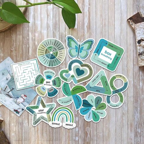36Pcs Anxiety Sensory Stickers Calming ADHD Mood Calming Therapy Decal Vinyl Textured Anxiety Sensory Sticker School Counselor Breathing Mindfulness Fidget Anxiety Relief Office Classroom (S3, 3") in Saudi Arabia