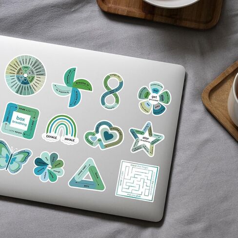 36Pcs Anxiety Sensory Stickers Calming ADHD Mood Calming Therapy Decal Vinyl Textured Anxiety Sensory Sticker School Counselor Breathing Mindfulness Fidget Anxiety Relief Office Classroom (S3, 3") in Saudi Arabia