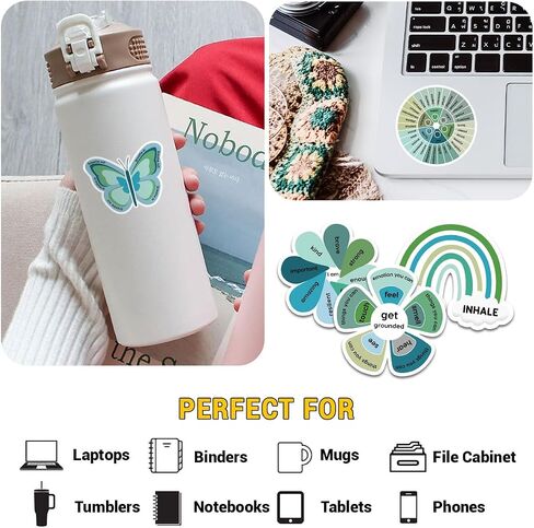 36Pcs Anxiety Sensory Stickers Calming ADHD Mood Calming Therapy Decal Vinyl Textured Anxiety Sensory Sticker School Counselor Breathing Mindfulness Fidget Anxiety Relief Office Classroom (S3, 3") in Saudi Arabia