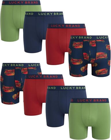 ملابس داخلية نشطة للرجال من Lucky Brand - 8 قطع من سراويل بوكسر رياضية ناعمة الأداء (S-XL) in Kuwait