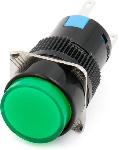 Baomain 5/8 "16 مللي متر مفتاح بـزر دفع لحظة غطاء دائري LED مصباح الضوء الأخضر تيار مستمر 24 فولت SPDT 5 دبوس حزمة من 5 in Saudi Arabia