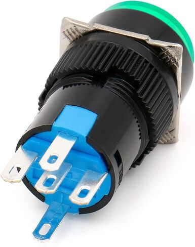 Baomain 5/8 "16 مللي متر مفتاح بـزر دفع لحظة غطاء دائري LED مصباح الضوء الأخضر تيار مستمر 24 فولت SPDT 5 دبوس حزمة من 5 in Saudi Arabia