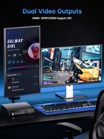 كمبيوتر مكتبي صغير للألعاب من ثديوكوتي كور i9-9900KF(8C، 16T، حتى 5.0 جيجاهرتز) 64 جيجابايت رام 4 تيرابايت SSD، RTX3050 6 جيجابايت، WIFI6/BT5.2، منفذ RJ45، نوع C، 8K شاشة مزدوجة كمبيوتر مكتبي صغير للألعاب/التصميم in Kuwait