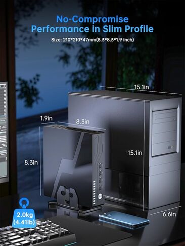 كمبيوتر مكتبي صغير للألعاب من ثديوكوتي كور i9-9900KF(8C، 16T، حتى 5.0 جيجاهرتز) 64 جيجابايت رام 4 تيرابايت SSD، RTX3050 6 جيجابايت، WIFI6/BT5.2، منفذ RJ45، نوع C، 8K شاشة مزدوجة كمبيوتر مكتبي صغير للألعاب/التصميم in Kuwait