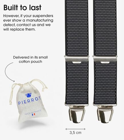 PIERROT Suspenders for Men with Very Strong Clips - One Size Adjustable - Braces for Men Trousers Heavy Duty in Saudi Arabia