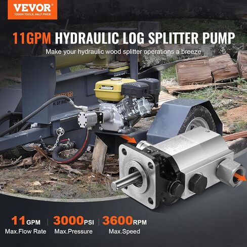 VEVOR Hydraulic Log Splitter Pump, 13GPM, 2 Stage 3000PSI Wood Log Splitter Pump, 1'' Inlet 1/2'' NPT Outlet 3600 RPM Aluminum Hydraulic Gear Pump, for Small Engine Mounting Log Splitters Snowplow in Saudi Arabia