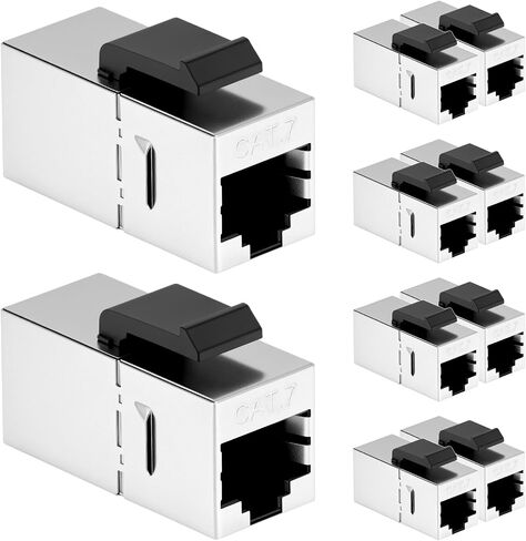 QWORK 10 عبوات CAT7 RJ45 Keystone محمية من أنثى إلى أنثى، متوافقة مع Cat7/Cat6a/Cat6/Cat5e، دبابيس مطلية بالذهب in Saudi Arabia