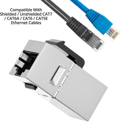 QWORK 10 عبوات CAT7 RJ45 Keystone محمية من أنثى إلى أنثى، متوافقة مع Cat7/Cat6a/Cat6/Cat5e، دبابيس مطلية بالذهب in Saudi Arabia