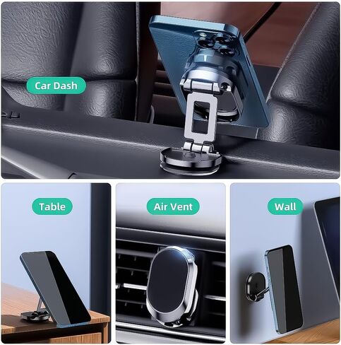Magnetic Car Phone Holder - Foldable & Rotatable, Ideal for Daily Commuters and Dashboard Mounting​ in Saudi Arabia