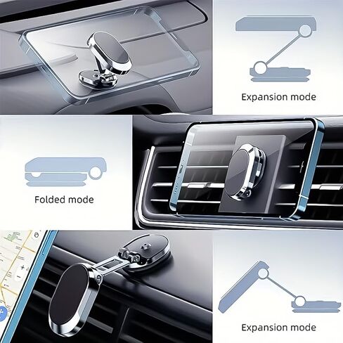 Magnetic Car Phone Holder - Foldable & Rotatable, Ideal for Daily Commuters and Dashboard Mounting​ in Saudi Arabia
