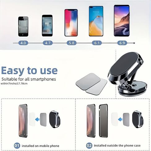 Magnetic Car Phone Holder - Foldable & Rotatable, Ideal for Daily Commuters and Dashboard Mounting​ in Saudi Arabia