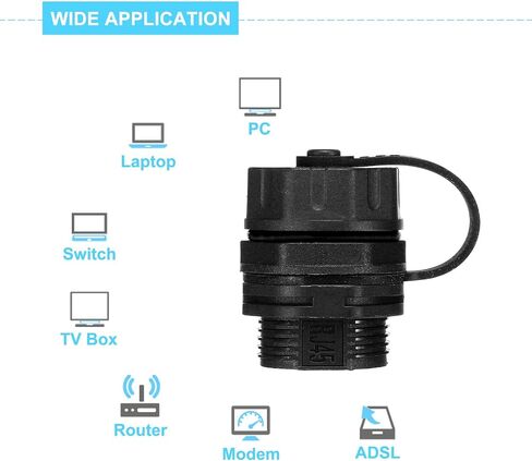 MECCANIXITY RJ45 Panel Mount Coupler, Shielded Industrial Panel Mount Bulkhead Ethernet LAN Pass Through Connector with Waterproof IP67 Dustproof Cap for CAT6/CAT5E/CAT5, Pack of 2 in Saudi Arabia
