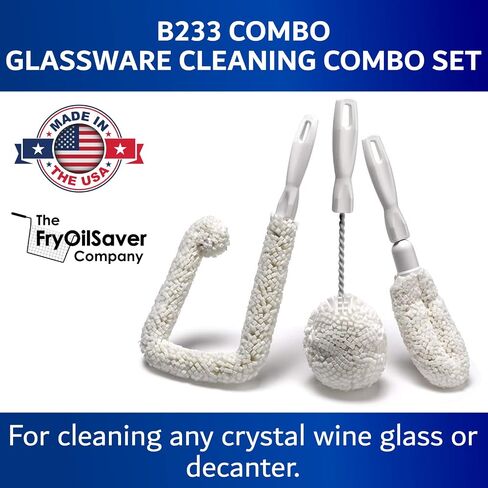 FryOilSaver Co B232, Foam Goblet Brush for Cleaning Wide Neck Wine Glasses, Glass Cleaning Brush, Soft Non-Scratch Foam Bristles, Dishwasher Safe in Kuwait