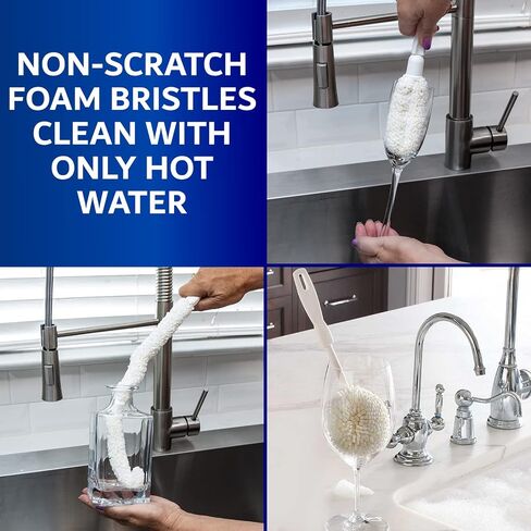 FryOilSaver Co B232, Foam Goblet Brush for Cleaning Wide Neck Wine Glasses, Glass Cleaning Brush, Soft Non-Scratch Foam Bristles, Dishwasher Safe in Kuwait