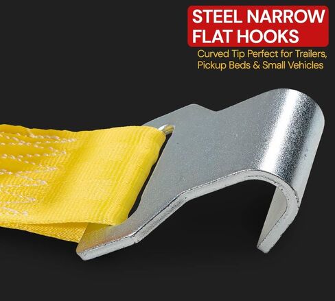 MyTee Products 4 Pack 2 "× 10 'أشرطة قابلة للسحب مع مزدوج J -Hook - 3300 رطل قوة كسر - تراجع تلقائي أصفر ربط أسفل حزام للدراجات النارية ، ATVs ، الدراجات ، مقطورة القوارب in Kuwait