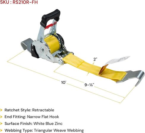 MyTee Products 4 Pack 2 "× 10 'أشرطة قابلة للسحب مع مزدوج J -Hook - 3300 رطل قوة كسر - تراجع تلقائي أصفر ربط أسفل حزام للدراجات النارية ، ATVs ، الدراجات ، مقطورة القوارب in Kuwait