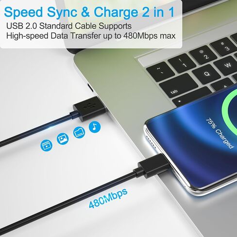 كابل Micro USB بطول 6 أقدام لجهاز Fire Tablet وSamsung وHTC وLG وSony وMotorola Phone وTV Stick Mini Quick مكبر صوت وسلك شحن PS4 وحدة تحكم X-box One وGalaxy S7 Tab A Moto. شاحن Android سريع لقارئات Kindle الإلكترونية in Kuwait