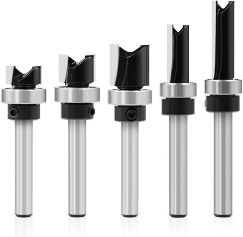 Ozmatip Professional Double Flute Straight Router Bits, 1/4 Shank Flush Trim Router Bit Set, Cutting Diameter Respectively 1/2",1/4", 3/8",5/16" in Saudi Arabia