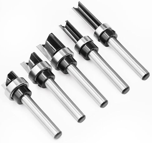 Ozmatip Professional Double Flute Straight Router Bits, 1/4 Shank Flush Trim Router Bit Set, Cutting Diameter Respectively 1/2",1/4", 3/8",5/16" in Saudi Arabia