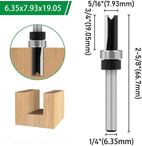 Ozmatip Professional Double Flute Straight Router Bits, 1/4 Shank Flush Trim Router Bit Set, Cutting Diameter Respectively 1/2",1/4", 3/8",5/16" in Saudi Arabia