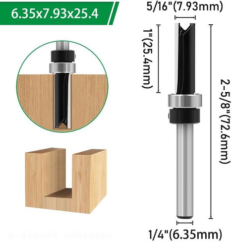 Ozmatip Professional Double Flute Straight Router Bits, 1/4 Shank Flush Trim Router Bit Set, Cutting Diameter Respectively 1/2",1/4", 3/8",5/16" in Saudi Arabia
