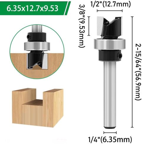 Ozmatip Professional Double Flute Straight Router Bits, 1/4 Shank Flush Trim Router Bit Set, Cutting Diameter Respectively 1/2",1/4", 3/8",5/16" in Saudi Arabia