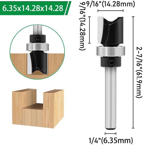 Ozmatip Professional Double Flute Straight Router Bits, 1/4 Shank Flush Trim Router Bit Set, Cutting Diameter Respectively 1/2",1/4", 3/8",5/16" in Saudi Arabia
