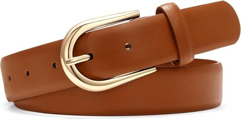 SANSTHS Women's Leather Belt for Jeans Pants Fashion Gold Buckle Ladies Dress Waist Belt in Saudi Arabia