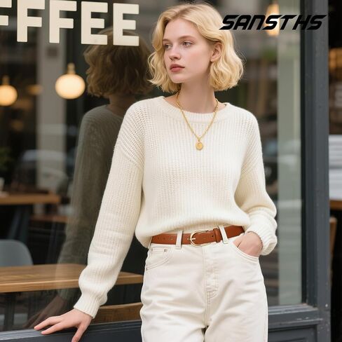 SANSTHS Women's Leather Belt for Jeans Pants Fashion Gold Buckle Ladies Dress Waist Belt in Saudi Arabia
